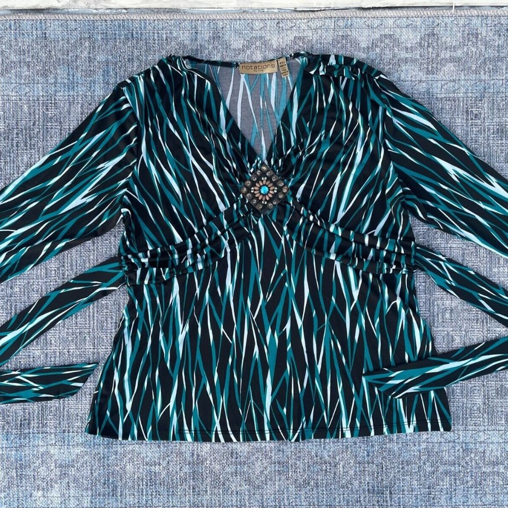 Notations Women Top Blouse Multi Color Shirt Size PXL